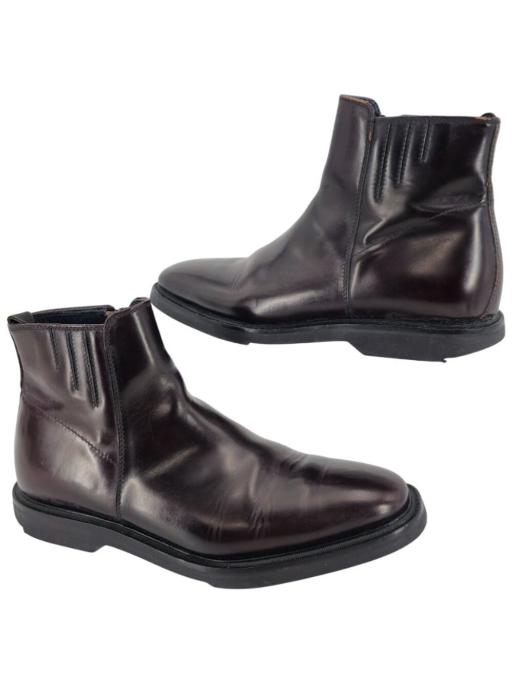Koil Italy Men's size 11.5D Burgundy Leather Dress Shoes Zip Ankle Chelsea Boots - Picture 4 of 13